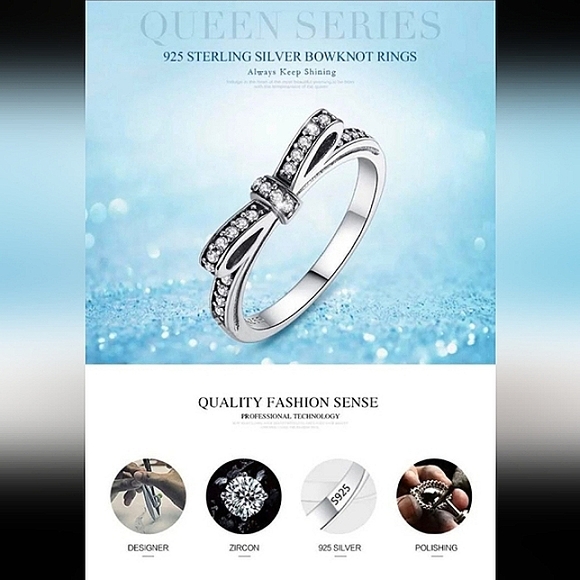 925 BowKnot White Zircon Ring - Picture 5 of 5